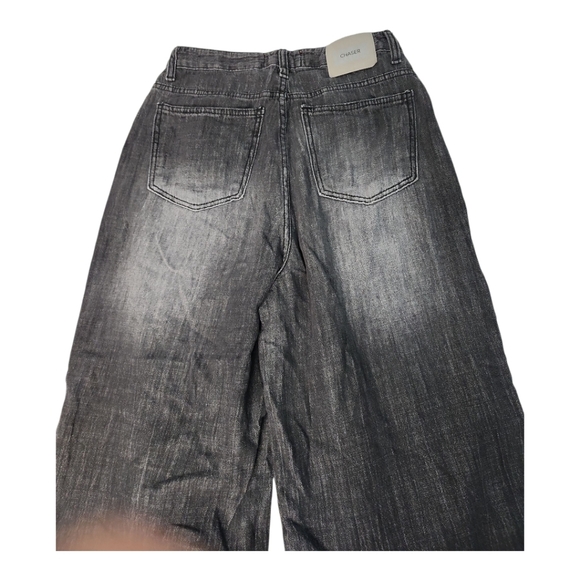 Baggy Jeans Sz Medium 100% Cotton Dark Wash Lightweight Bold Baddie Punk Goth - Picture 6 of 7